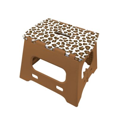 Marchepied pliant 27 cm décor léopard plateforme antidérapant – Charge 150 kg