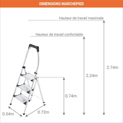 Marchepied pliant 3 marches - Hauteur de travail max. 2.74m - 4303-201