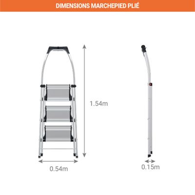 Marchepied pliant 3 marches - Hauteur de travail max. 2.74m - 4303-201