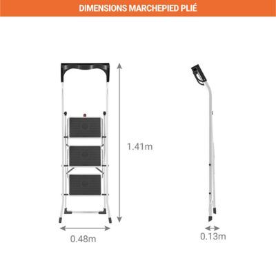 Marchepied pliant 3 marches - Hauteur de travail maximum 2.69m - 4343-011