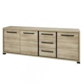 MARCO - Buffet 3 Portes 3 Tiroirs 240cm Aspect Bois