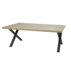 MARCO - Table 170cm Aspect Bois Piètement X Métal Noir