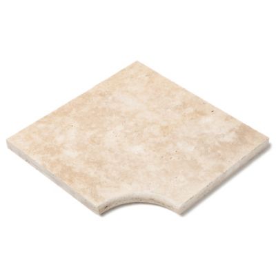 Margelle angle rentrant Travertin Beige Clair 42,5x45,5x3 cm Bord 1/2 Rond (à l'unité) - RO'MA NATURE