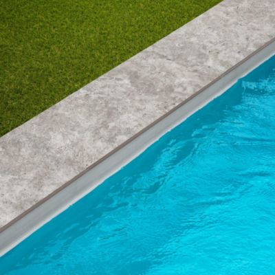 Margelle de piscine effet Travertin Gris 60x28x2 cm Bord Droit Pietra  - RO'MA CARRELAGE