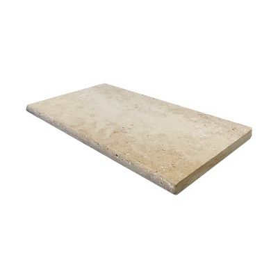 Margelle Travertin Mix 1er choix - vieilli - PIERRE ET PARQUET - 33 x 61 x ép. 3 cm - bords arrondis