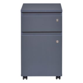 MARIO - Caisson Bureau Verrouillable 1 Porte 1 Tiroir Gris