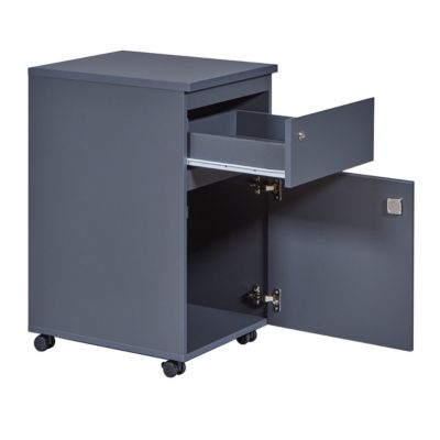 MARIO - Caisson Bureau Verrouillable 1 Porte 1 Tiroir Gris