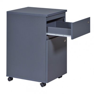 MARIO - Caisson Bureau Verrouillable 1 Porte 1 Tiroir Gris