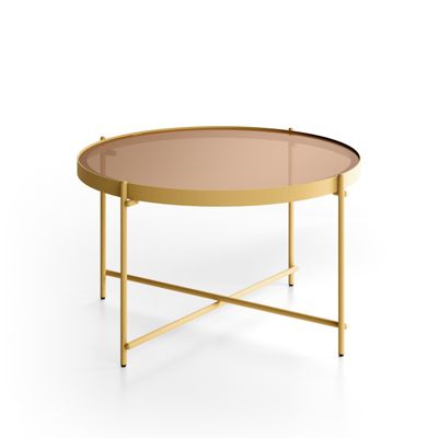 Marissa Table Basse (70X70X40H) En Verre Trempé Laiton