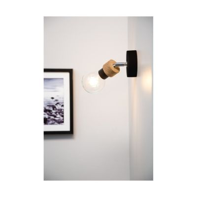 Marjolaine Applique 1xE27 Max.25W Chêne huilé/Métal Noir