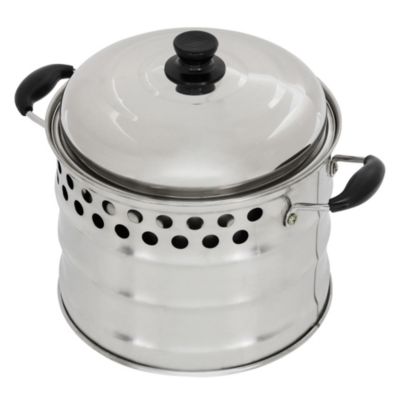 Marmite en acier inoxydable argenté 24 cm 6,8 L avec couvercle et poignées
