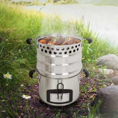 Marmite en acier inoxydable argenté 24 cm 6,8 L avec couvercle et poignées