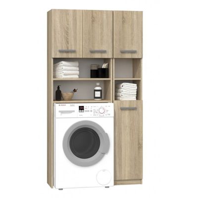 MAROL - Ensemble salle de bain style moderne - 96x30x183 - 4 portes+4 tablettes