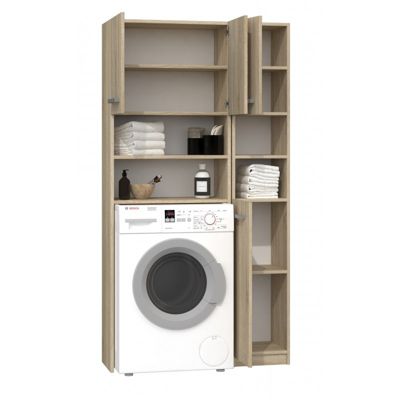 MAROL - Ensemble salle de bain style moderne - 96x30x183 - 4 portes+4 tablettes