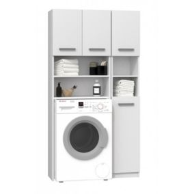 MAROL - Ensemble salle de bain style moderne - 96x30x183 - 4 portes+4 tablettes