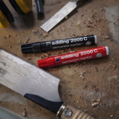 Marqueur permanent tout matériaux - corps aluminium Edding e-2000, lot de 3
