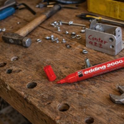 Marqueur permanent tout matériaux - corps aluminium Edding e-2000, lot de 3