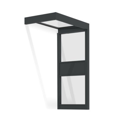 Marquise de porte 1 paroi gris anthracite Canopia Sophia 160 x 95 cm