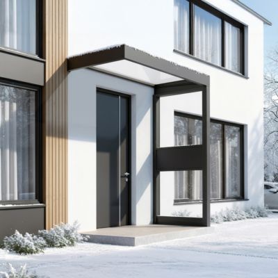 Marquise de porte 1 paroi gris anthracite Canopia Sophia 160 x 95 cm