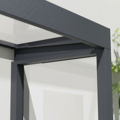 Marquise de porte 1 paroi gris anthracite Canopia Sophia 215 x 95 cm