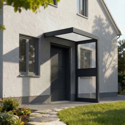Marquise de porte 1 paroi gris opale blanc Canopia Sophia 160 x 95 cm