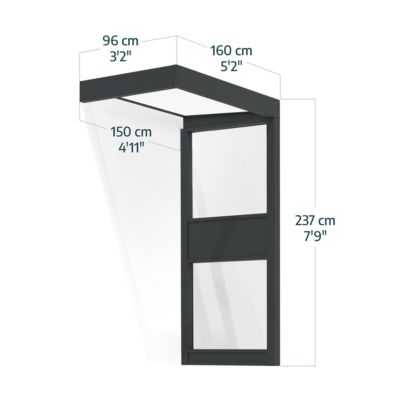 Marquise de porte 1 paroi gris opale blanc Canopia Sophia 160 x 95 cm