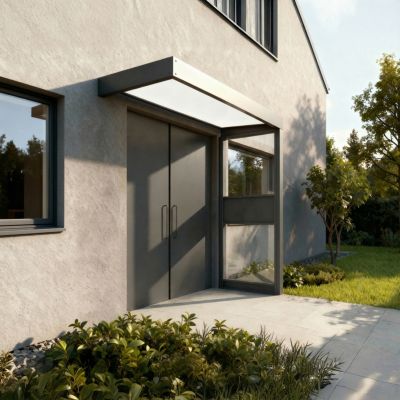 Marquise de porte 1 paroi gris opale blanc Canopia Sophia 215 x 95 cm