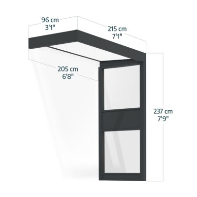 Marquise de porte 1 paroi gris opale blanc Canopia Sophia 215 x 95 cm