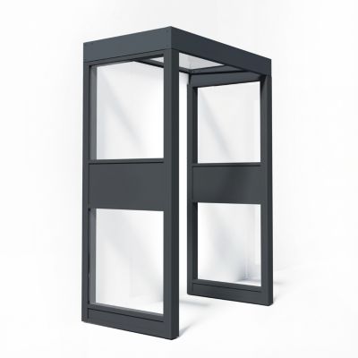 Marquise de porte 2 parois gris anthracite Canopia Sophia 160 x 95 cm