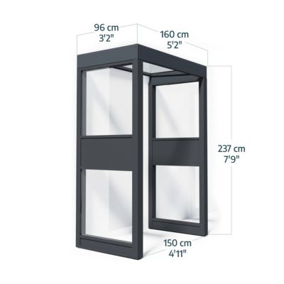 Marquise de porte 2 parois gris anthracite Canopia Sophia 160 x 95 cm