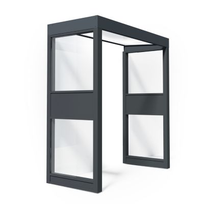 Marquise de porte 2 parois gris opale blanc Canopia Sophia 215 x 95 cm