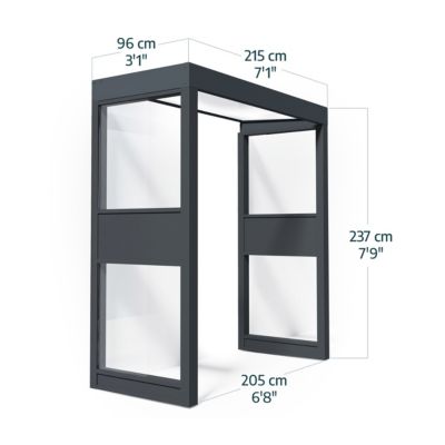 Marquise de porte 2 parois gris opale blanc Canopia Sophia 215 x 95 cm