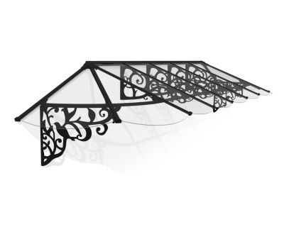 Marquise de porte Lily 88 x 422 cm Noire en Acrylique et aluminium