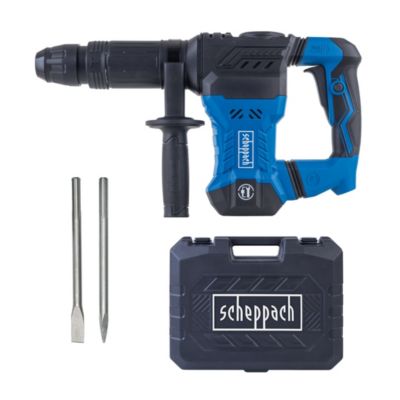 Marteau de démolition AB1500X Scheppach - 1300W - SDS Max - 4100 coups/min - 20J - Burin pointu, plat et coffret inclus
