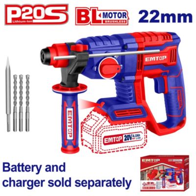 Costway Kit de marteau perforateur sans fil 20 v sans balais avec batterie 2 ah