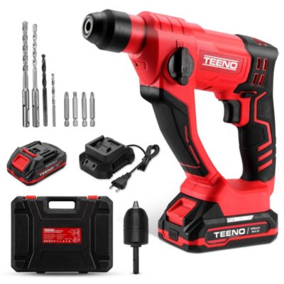 Marteau perforateur sans fil 20V SDS Plus, calibre 14 mm, 2 x 2.0Ah Batteries, pour béton, 1000 rpm, éclairage de travail LED