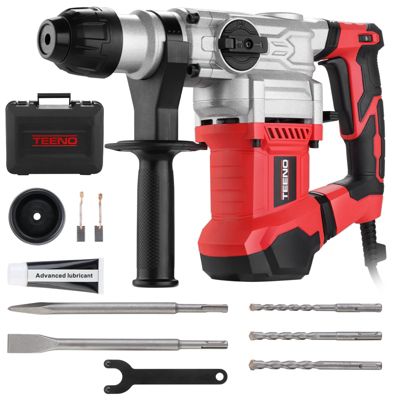 Marteau Perforateur SDS-Plus 1500W,6 Vitesse Variable avec 4 Fonctions,4500bpm,Câble de 2 mètres, Embrayage de Sécurité &