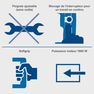 Marteau-piqueur avec burin plat, burin pointu et mallette Scheppach AB1900x 1900W 60J