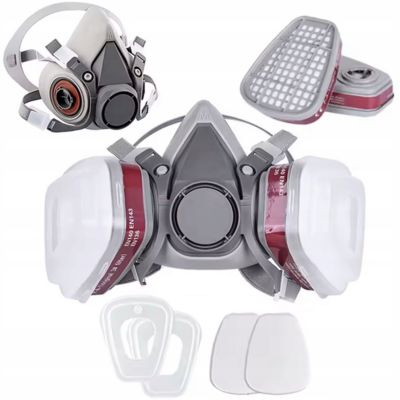 Masque de Protection 6200 - Demi-Masque Silicone, Set 7-en-1, Filtres Anti-Poussière, Peinture - Industrie