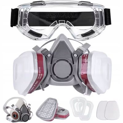 Masque de Protection 6200 PRO+ - Demi-Masque avec Filtres et Lunettes, 8-en-1, Peinture, Chimie, Industrie