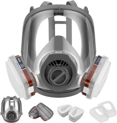 Masque de Protection Respiratoire Réutilisable,Masque À Gaz,Complet avec 10 Filtres, Contre Gaz Vapeurs Masque Anti Poussiere