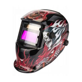 Masque de soudure professionnel auto-obscurcissant échelon 9/13 DIN Noir Flammes rouges