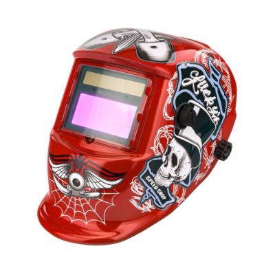 Masque de soudure professionnel auto-obscurcissant échelon 9/13 DIN Rouge Lucky's speed shop