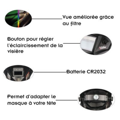 Masque de soudure professionnel auto-obscurcissant échelon 9/13 DIN    Rouge   Lucky's speed shop