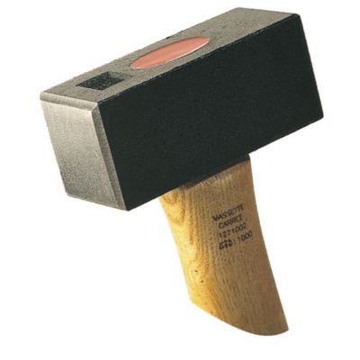 Massette carrée, manche Hickory L.260, tête 100x41x45 mm C45E trempée 54 HRC, emmanchement résiné.
