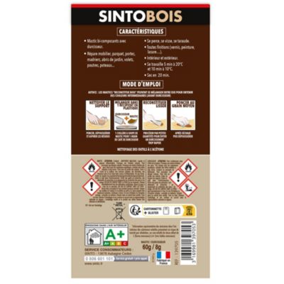 Mastic sans styrène SINTOBOIS chêne 550g + 30g - SINTO - 33701