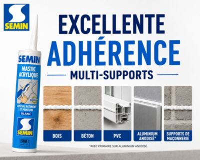 Mastic Acrylique Blanc Semin, Intérieur/Extérieur, Cartouche de 310 ml — free download