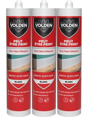 Mastic acrylique blanc Volden multimatériaux vendu par 3 pièces