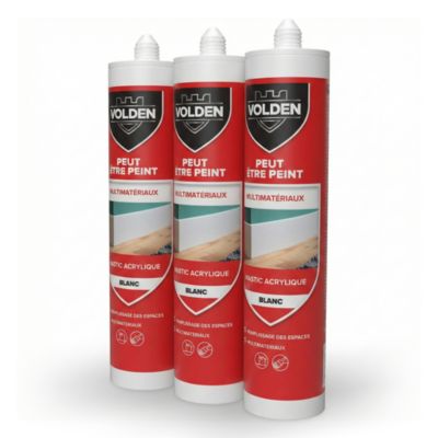 Mastic acrylique blanc Volden multimatériaux vendu par 3 pièces