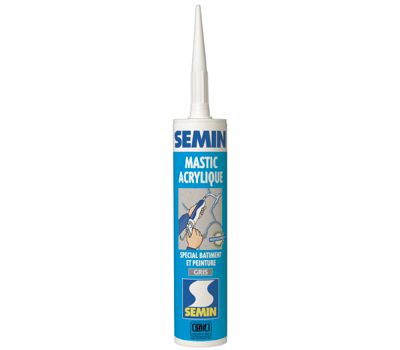 Mastic Acrylique Gris Semin, Intérieur/Extérieur, Cartouche de 310 ml